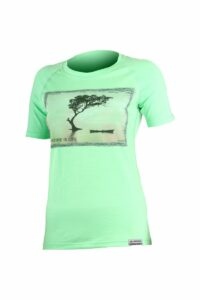 Lasting LAKE 6161 zelené vlněné merino triko s tiskem Velikost: XL