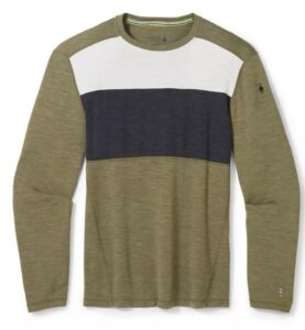 Smartwool M CLASSIC THERMAL MERINO BASE LAYER COLORBLOCK CREW BOXED winter moss heather Velikost: XXL