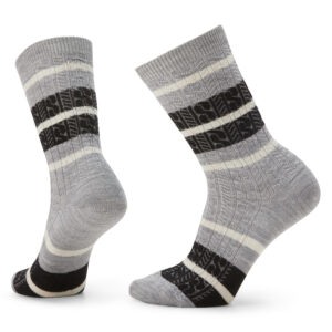 Smartwool W EVERYDAY STRIPED CABLE CREW - RECYCLED light gray Velikost: M